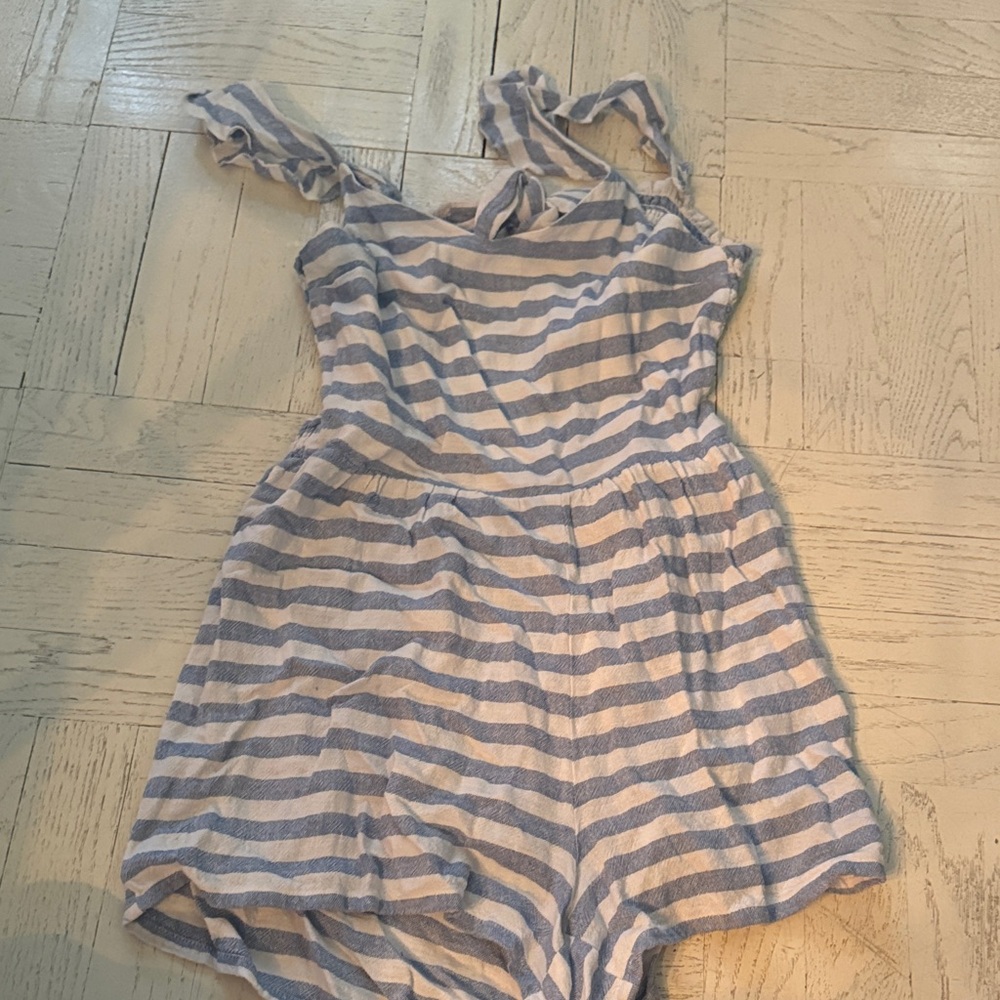 Treasure & Bond Blue and White Striped Romper Juniors